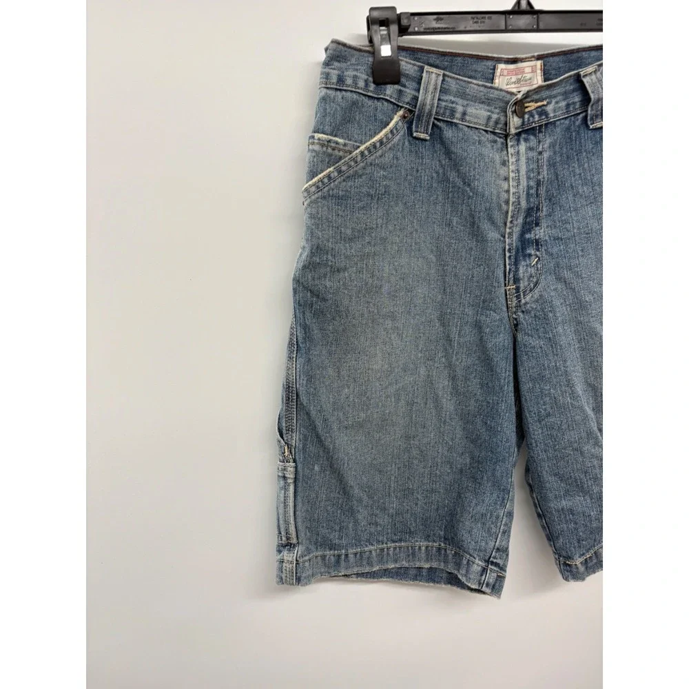 Levi's Carpenter Jean Shorts Men's 30 Blue Logo Denim Slash‎ Pockets 100% Cotton